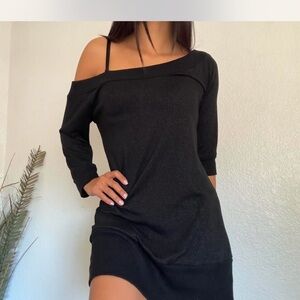 Black Shimmery Off-Shoulder Dress